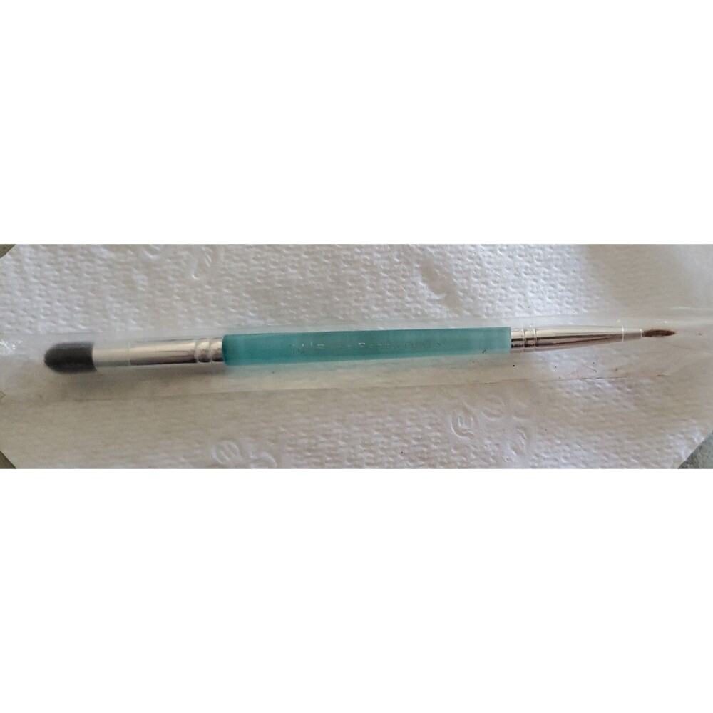 NIP Bare Escentuals Double Ended Shape And Define Eye Makeup Brush Aqua Handle
